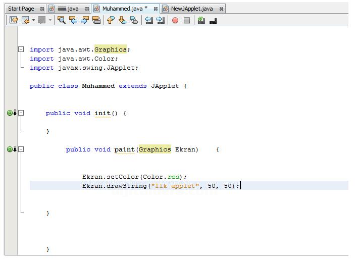 Japplet Projesinin Oluşturulması
Japplet Standart Metotları Ve Metotların Görevleri