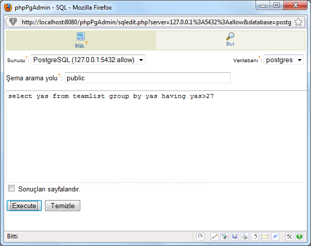 Postgressql Veri Tabanında Group By Kullanımı, Having Kullanımı
