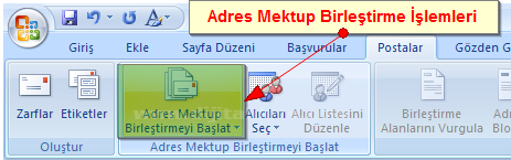 Ms Word 2007de Adres Mektup Birleştirme İşlemleri